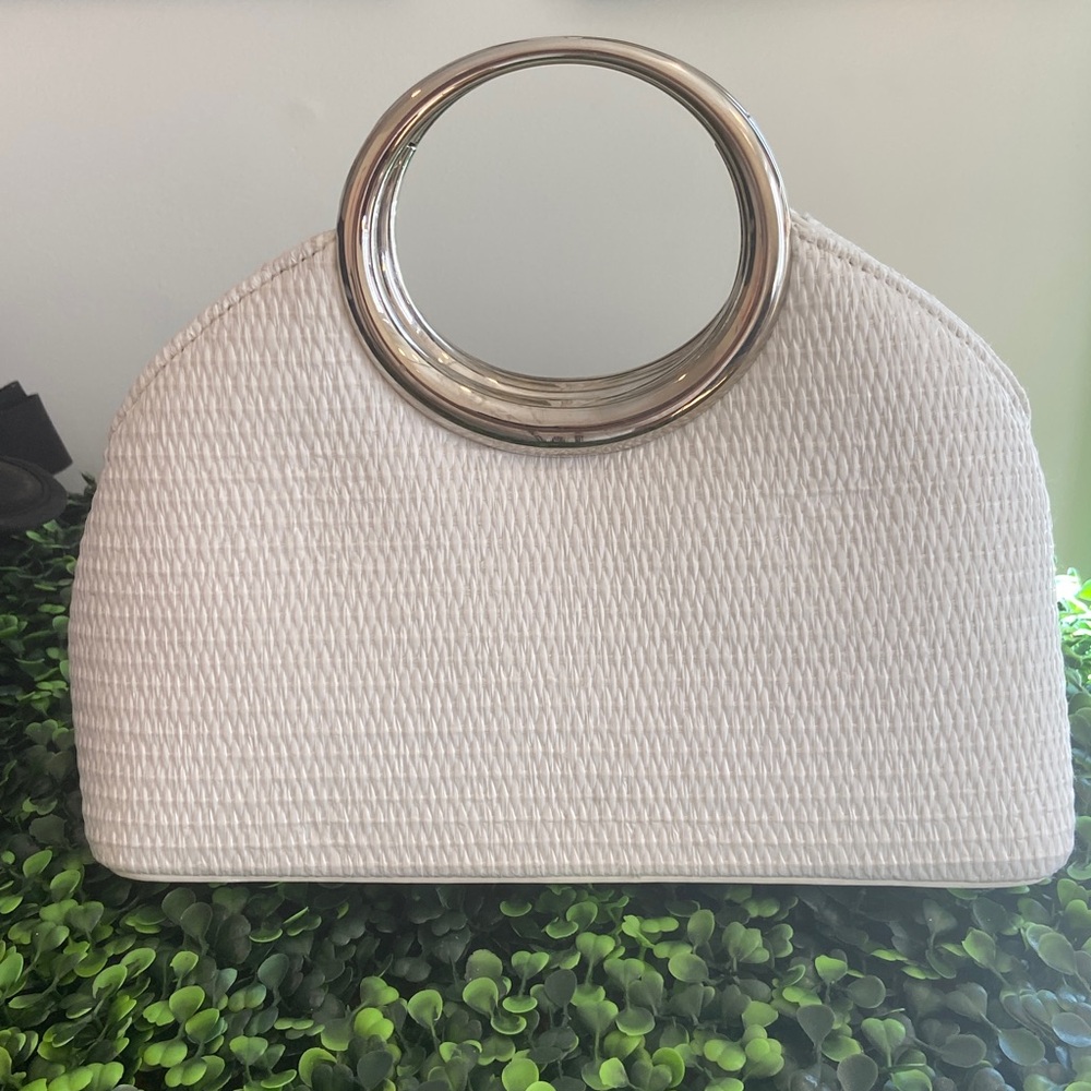 Olga Berg White Clutch with Silver Accents - Picture 3 of 4